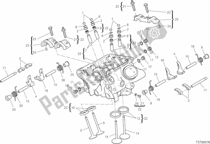 All parts for the Vertical Head of the Ducati Diavel Xdiavel Thailand 1260 2018